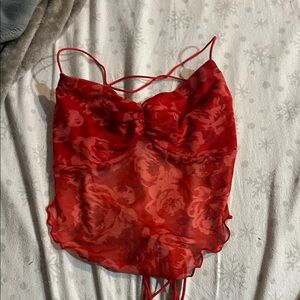 Red backless going out top